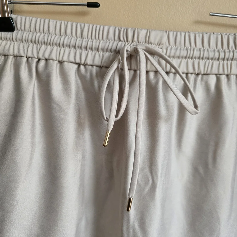 Maison d'Amelie Paris Faux Suede Drawstring Mini Skirt in Tan/Beige - Size‎ M